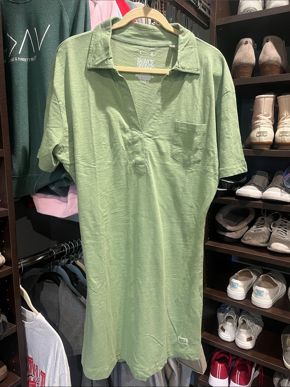 Royce Women's Short-Sleeve Polo Dress in Sage Green